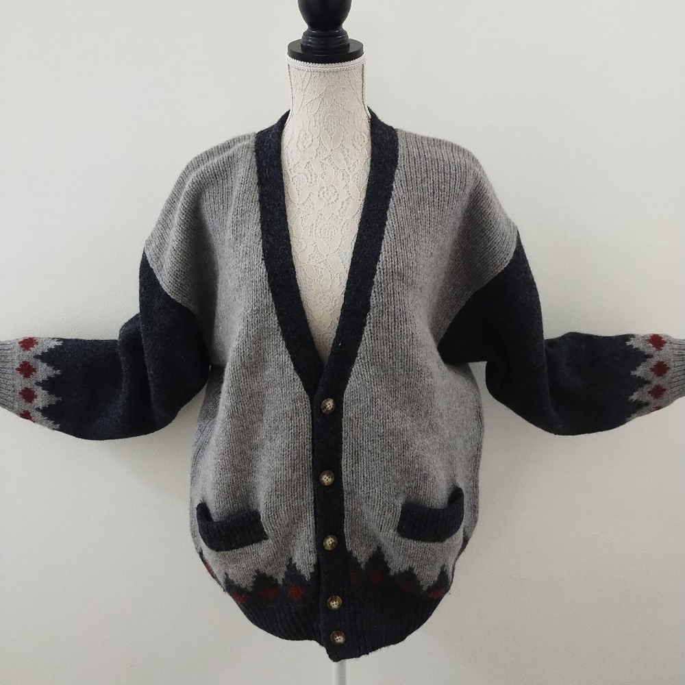 STRUCTURE LONG SLEEVE WOOL CARDIGAN SWEATER